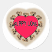 Puppy Love Ronde Sticker (Voorkant)