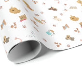 Puppy Love Seamless Pattern | Playful Dogs, Paw Pr Cadeaupapier (Rol Hoek)