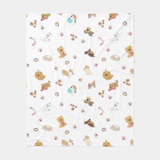 Puppy Love Seamless Pattern | Playful Dogs, Paw Pr Fleece Deken