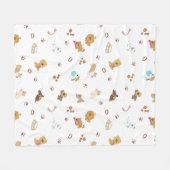 Puppy Love Seamless Pattern | Playful Dogs, Paw Pr Fleece Deken (Voorkant (Horizontaal))