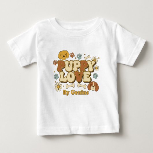 Puppy Love T-Shirt, Groovy Retro 70s Dog Lover Cut (Voorkant)