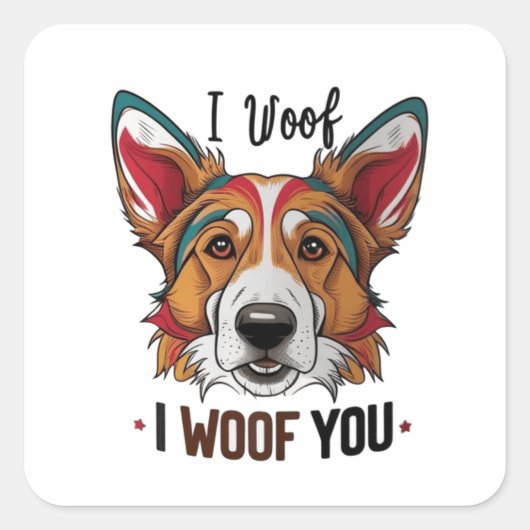 Puppy Love Vibes Vierkante Sticker (Voorkant)