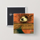 Puppy Love Vierkante Button 5,1 Cm (Voorkant /achterkant)