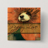 Puppy Love Vierkante Button 5,1 Cm (Voorkant)