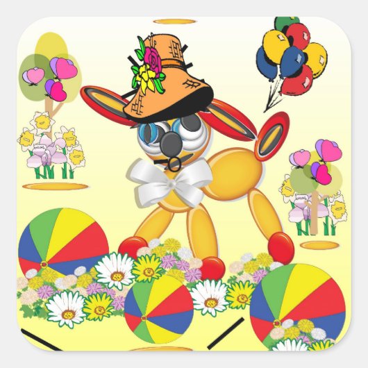 Puppy Love Vierkante Sticker (Voorkant)