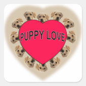 Puppy Love Vierkante Sticker (Voorkant)