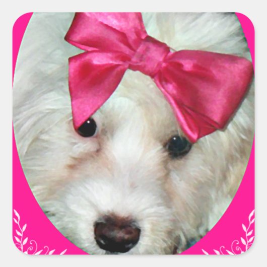 Puppy Love_ Vierkante Sticker (Voorkant)