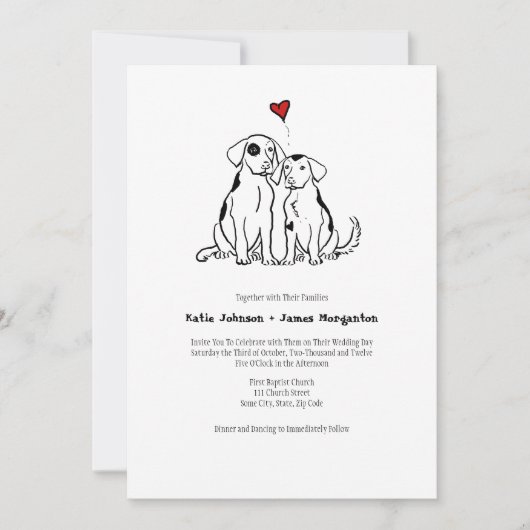 Puppy Love Wedding Invitation Kaart (Voorkant)