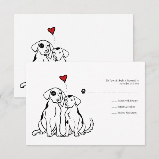 Puppy Love Wedding Invitation RSVP (Voorkant / Achterkant)