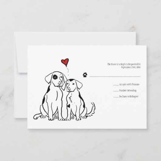 Puppy Love Wedding Invitation RSVP Kaartje (Voorkant)