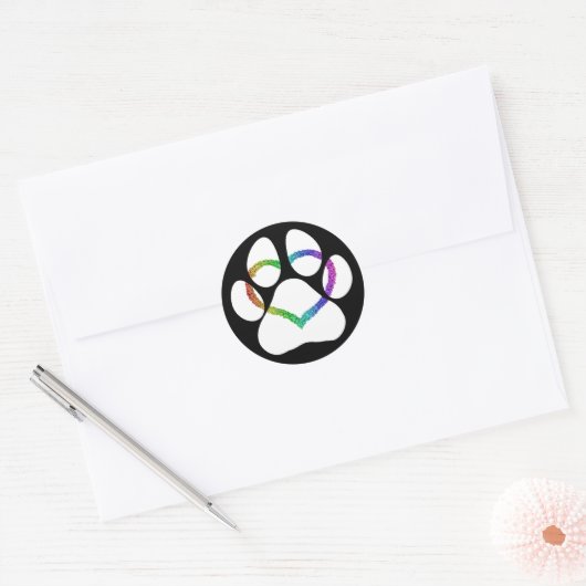 PUPPY LOVE White Ronde Sticker (Envelop)