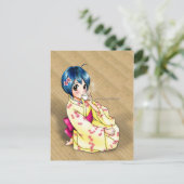 Puppy Love Yukata Girl Briefkaart (Staand voorkant)