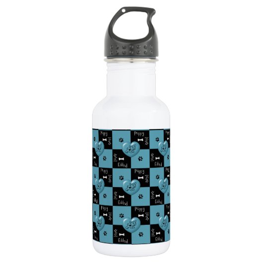 Puppy Lover BLUE Waterfles (Voorkant)