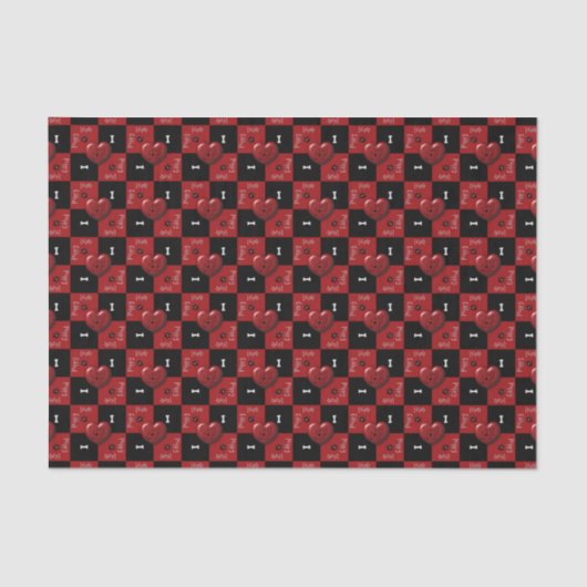 Puppy Lover checkt RED 02-WRAPPING PAPIER MET WEEF (Voorkant)