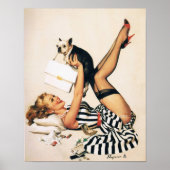 Puppy Lover Pin-up Girl - Retro Pinup Art Poster (Voorkant)