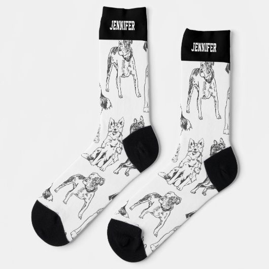 Puppy Lover van het Hondenras-schets Sokken (Links)