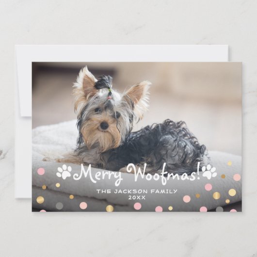 Puppy Merry Woofmas Pet Dog Fows Feestdagenkaart (Voorkant)
