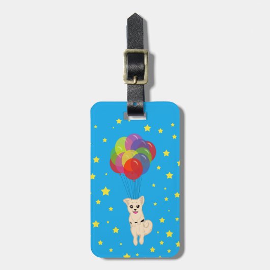Puppy met ballonnen bagagelabel (Voorkant verticaal)