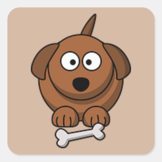 Puppy met beenderbeen-Sticker Vierkante Sticker (Voorkant)
