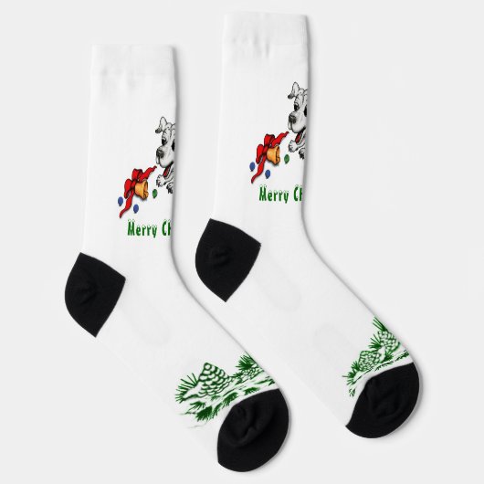 Puppy met Bell en Ball, vrolijk kerstfeest! Sokken (Rechts)
