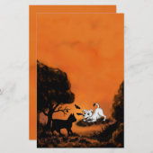 Puppy met Black Cat en Bat, Happy Halloween! Briefpapier (Voorkant / Achterkant)