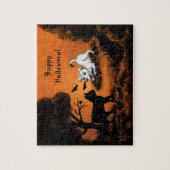 Puppy met Black Cat en Bat, Happy Halloween! Legpuzzel (Verticaal)