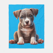 Puppy met blauwe ogen zittend en onschuldig kijken fleece deken (Voorkant)