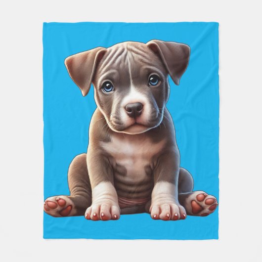 Puppy met blauwe ogen zittend en onschuldig kijken fleece deken (Voorkant)