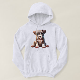 Puppy met blauwe ogen zittend en onschuldig kijken hoodie