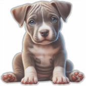 Puppy met blauwe ogen zittend en onschuldig kijken sticker (Voorkant)