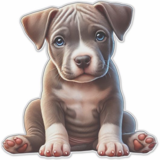 Puppy met blauwe ogen zittend en onschuldig kijken sticker (Voorkant)