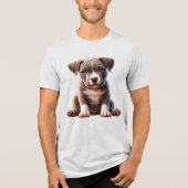 Puppy met blauwe ogen zittend en onschuldig kijken Tri-Blend shirt (Voorkant)