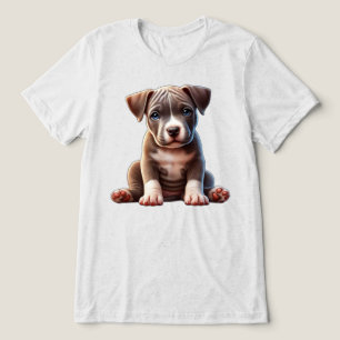 Puppy met blauwe ogen zittend en onschuldig kijken Tri-Blend shirt