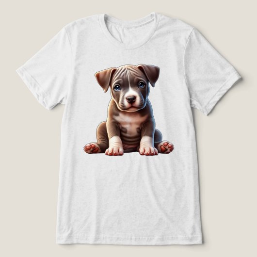 Puppy met blauwe ogen zittend en onschuldig kijken Tri-Blend shirt (Design voorkant)