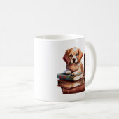 Puppy met boeken, lezer koffiemok (Voorkant rechts)