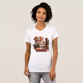 Puppy met boeken, lezer t-shirt (Voorkant volledig)