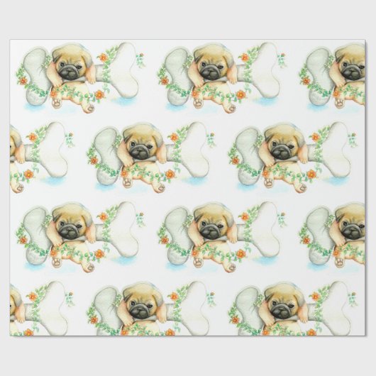 Puppy met bot cadeaupapier (Vlak)