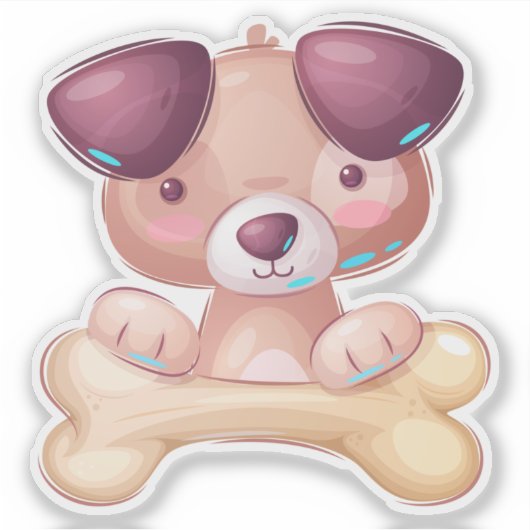 Puppy met bot sticker (Voorkant)