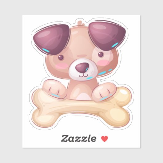 Puppy met bot sticker (Vel)