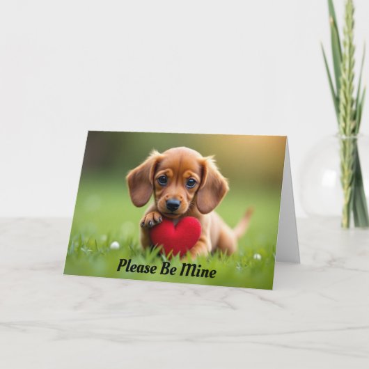 Puppy met een hart Valentijn Kaart (Voorkant)