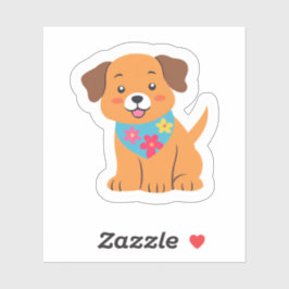 Puppy met Floral Bandana Schattigee hond Sticker