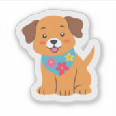 Puppy met Floral Bandana Schattigee hond Sticker (Voorkant)