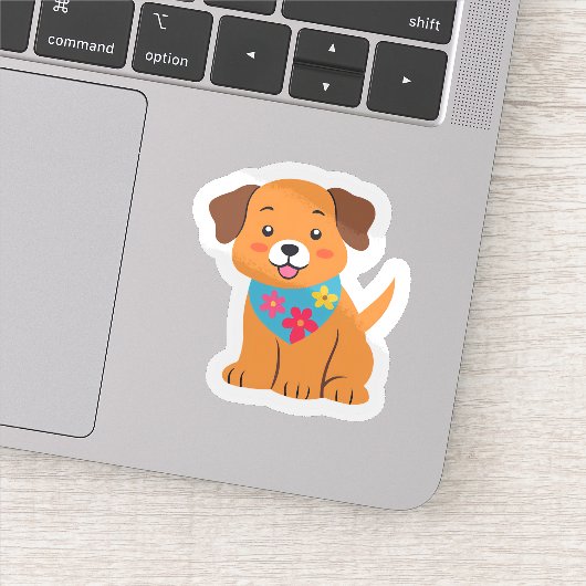 Puppy met Floral Bandana Schattigee hond Sticker (Detail)