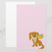 Puppy met Flower Bouquet Briefpapier (Voorkant / Achterkant)