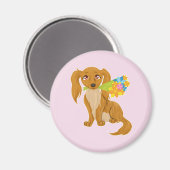 Puppy met Flower Bouquet Magneet (Voorkant / Achterkant)