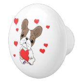 Puppy met hart in poot keramische knop (Rechts)