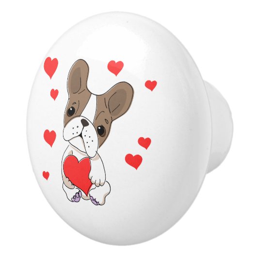 Puppy met hart in poot keramische knop (Rechts)
