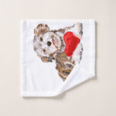 Puppy met hartcadeautje voor je keukenset bad handdoek (Wasdoekje)