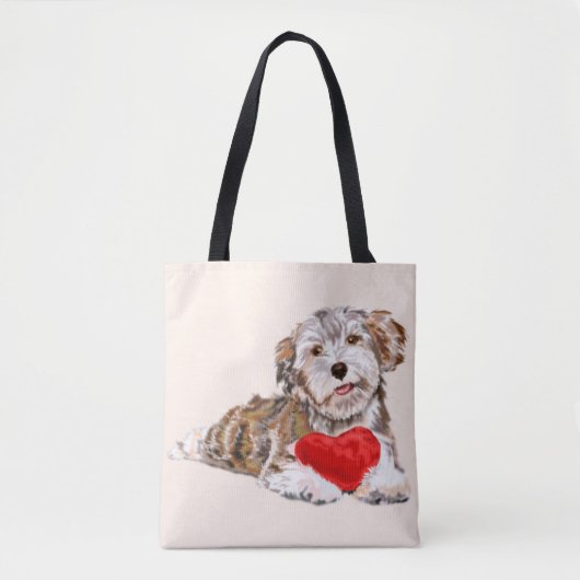 Puppy met Heart Gift Canvas tas (Voorkant)