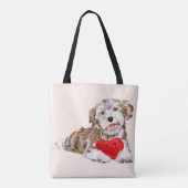 Puppy met Heart Gift Canvas tas (Achterkant)